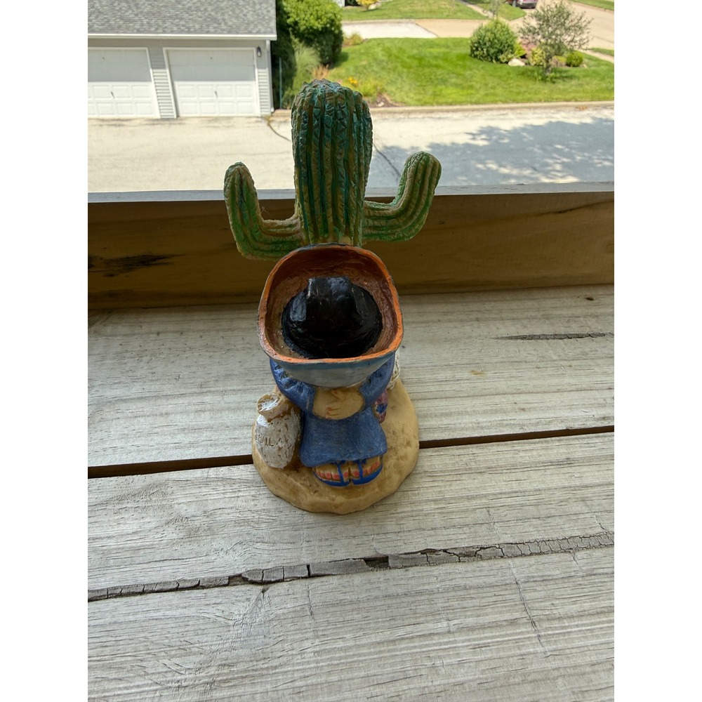 Vintage Ceramic Mexican Southwestern Figurine Sombrero, Tequila Bottle & Cactus